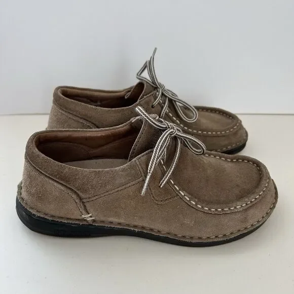 Birkenstock Womens Pasadena Lace Up Shoes Sz EU 38 US 7-7.5 Tan Suede Moccasins - Picture 2 of 12